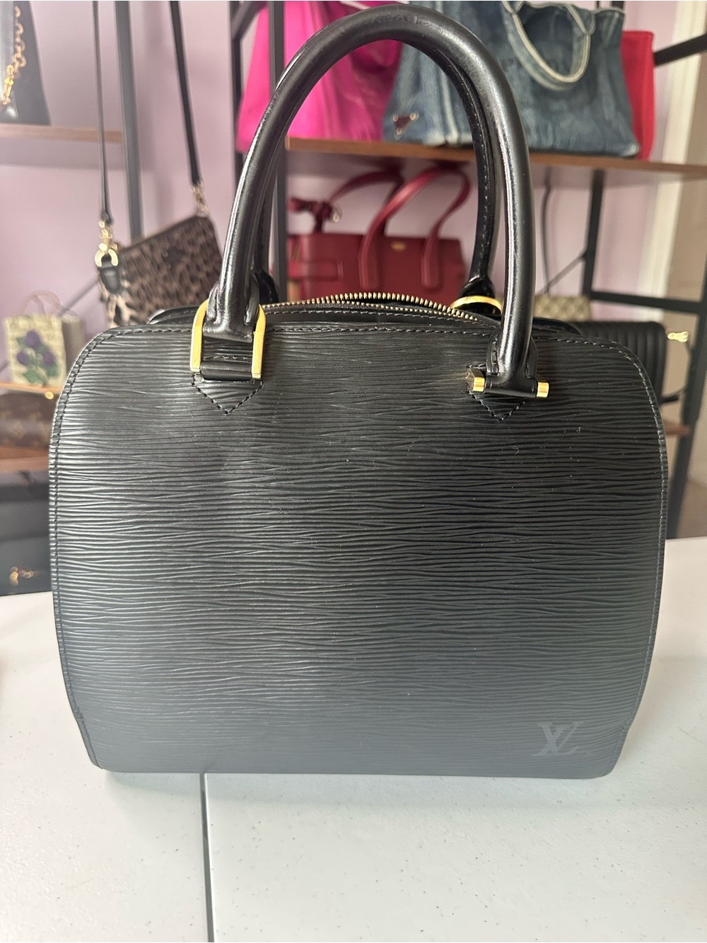 Louis Vuitton Black Epi Jasmin Small Top-Handle Satchel